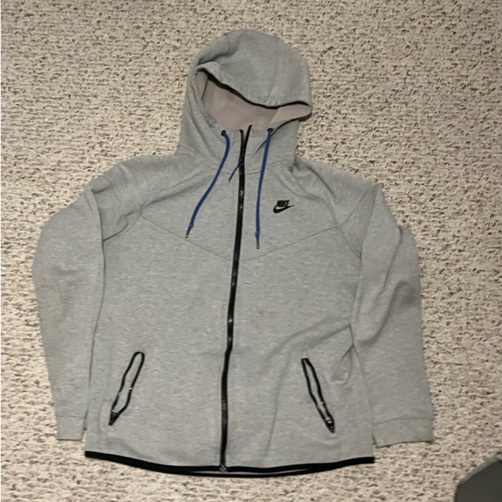 Nike Gray Full Zip Hoodie with Black Trim